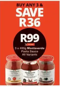 Checkers Monteverde Pasta Sauce offer