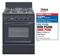 OK Furniture Univa Black 4-Burner Gas Stove offer