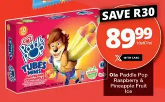 Checkers Ola Paddle Pop Raspberry & Pineapple Fruit Ice offer