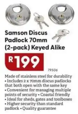 Brights Hardware Samson Discus Padlock offer