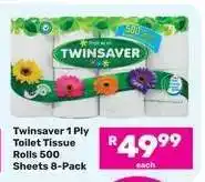 Game Twinsaver 1 Ply Toilet Tissue Rolls 500 Sheets 8-Pack offer
