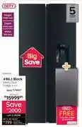 Bradlows Defy 496Ltr Black Glass Door Fridge DFF456 10290935 offer