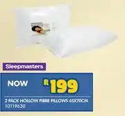 Russells Sleepmasters 2 Pack Hollow Fibre Pillows 45 x 70cm 10119630 offer
