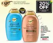 Dis-Chem OGX Argan Oil Of Morocco Conditioner Or Brazilian Keratin Therapy Shampoo-385ml offer