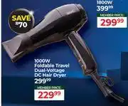 Dis-Chem Wahl 1000W Foldable Travel Dual Voltage DC Hair Dryer offer