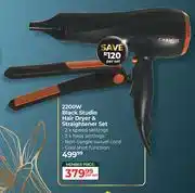 Dis-Chem Carmen 2200W Black Studio Hair Dryer & Straightener Set offer