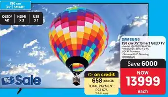 Makro SAMSUNG 190 cm 75 Smart QLED TV offer