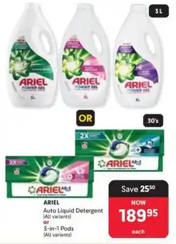 Makro ARIEL Auto Liquid Detergent or 3-in-1 Pods offer