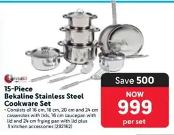 Makro 15-Piece Bekaline Stainless Steel Cookware Set offer