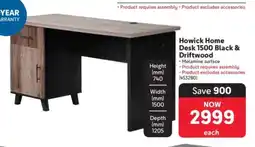 Makro Howick Home Desk 1500 Black & Driftwood offer