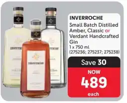 Makro INVERROCHE Small Batch Distilled Amber, Classic or Verdant Handcrafted Gin offer