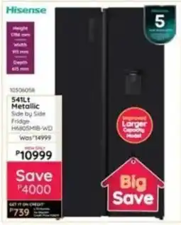 Bradlows Hisense Metallic Side by Side Fridge offer
