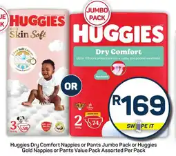 Pick n Pay Huggies Dry Comfort Nappies or Pants Jumbo Pack or Huggies Gold Nappies or Pants Value Pack Assorted offer
