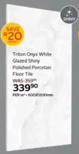 CTM Triton Onyx White Glazed Shiny Polished Porcelain Floor Tile offer