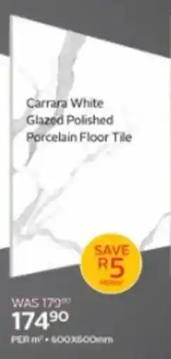CTM Carrara White Glazed Polished Porcelain Floor Tile offer