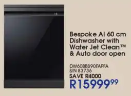 Hirsch's Samsung Bespoke AI 60 cm Dishwasher with Water Jet Clean & Auto door open offer