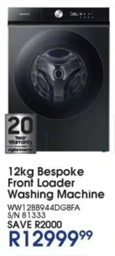 Hirsch's Samsung Bespoke Front Loader Washing Machine offer