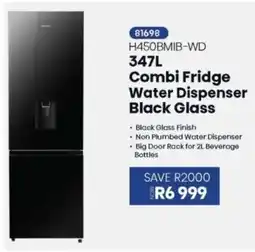 Hirsch's Hisense Combi Fridge Water Dispenser Black Glass offer