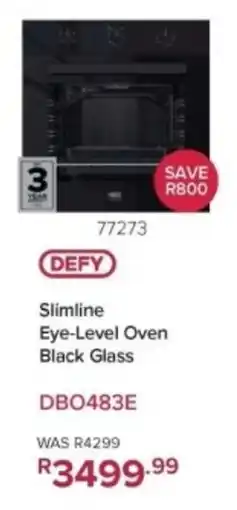 Hirsch's Defy Slimline Eye-Level Oven Black Glass offer