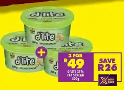 Shoprite D'LITE 37% FAT SPREAD 500g offer