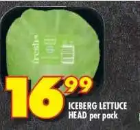 Shoprite ICEBERG LETTUCE HEAD per pack offer