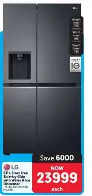 Makro LG 611 L Frost Free Side-by-Side with Water & Ice Dispenser offer