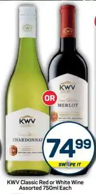 Pick n Pay KWV Classic Red or White Wine Assorted 750ml Each offer