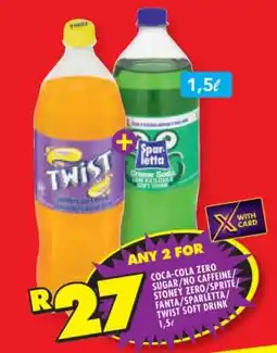 Shoprite COCA-COLA ZERO SUGAR/NO CAFFEINE/STONEY ZERO/SPRITE/FANTA/SPARLETTA/TWIST SOFT DRINK offer