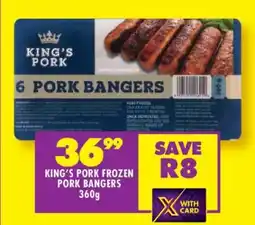 Shoprite KING’S PORK FROZEN PORK BANGERS 360g offer
