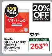 Dis-Chem Revite Vit T Go Energy Vitality & Electrolytes 50 Sachets offer
