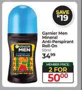 Dis-Chem Garnier Men Mineral Anti Perspirant Roll On-For 2 x 50ml offer