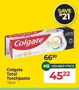 Dis-Chem Colgate Total Toothpaste-75ml offer