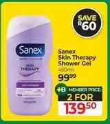 Dis-Chem Sanex Skin Therapy Shower Gel-For 2 x 450ml offer