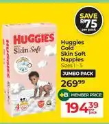 Dis-Chem Huggies Gold Skin Soft Nappies (Sizes 1-5)-Per Pack offer
