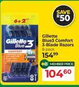 Dis-Chem Gillette Blue3 Comfort 3-Blade Razors 8 Pack offer