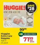 Dis-Chem Huggies Extra Care Nappies (Size 0-25 Pack)-Per Pack offer