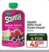 Dis-Chem Squish 100% Fruit Puree Pouch-For 4 x 110ml offer