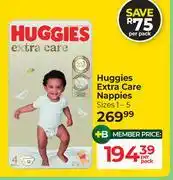 Dis-Chem Huggies Extra Care Nappies (Sizes 1-5)-Per Pack offer