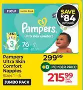 Dis-Chem Pampers Ultra Skin Comfort Nappies (Sizes 1-6)-Per Pack offer