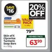 Dis-Chem Skin eFX Glycerine Turmeric Soap Bars-4 x 150g offer