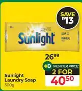 Dis-Chem Sunlight Laundry Soap-For 2 x 500g offer