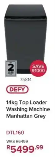 Hirsch's Defy Top Loader Washing Machine Manhattan Grey offer