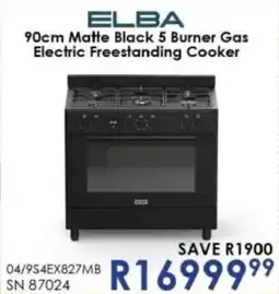 Hirsch's Elba Matte Black 5 Burner Gas Electric Freestanding Cooker offer