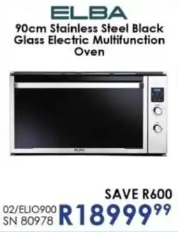 Hirsch's Elba Stainless Steel Black Glass Electric Multifunction Oven offer