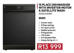 Hirsch's AEG 15 place dishwasher with inverter motor & satellite wash offer