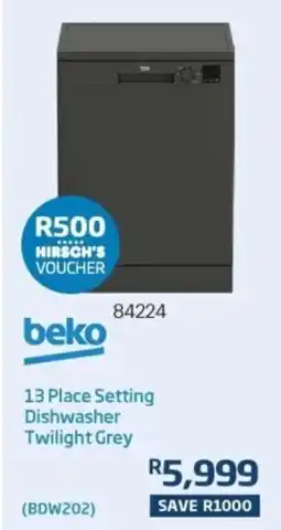 Hirsch's Beko 13 Place Setting Dishwasher Twilight Grey offer