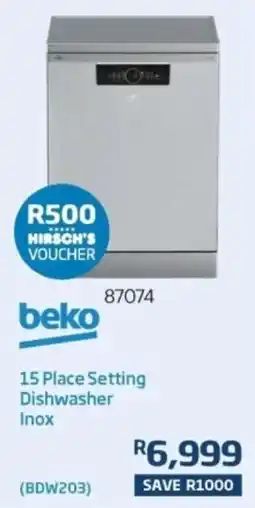 Hirsch's Beko 15 Place Setting Dishwasher Inox offer