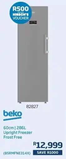 Hirsch's Beko Upright Freezer Frost Free offer