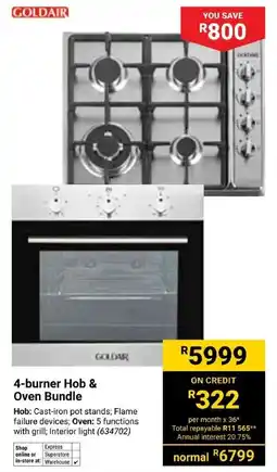 Builders Superstore Goldair 4-Burner Hob & Oven Bundle offer