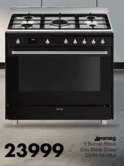 Save Hyper Smeg 5 Burner Stove Gas Black Gloss offer
